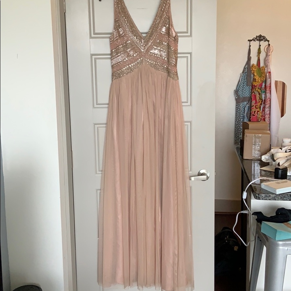 Aidan Mattox floor length blush formal dress